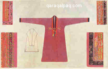 Illustration of a Qaraqalpaq jipek jegde
