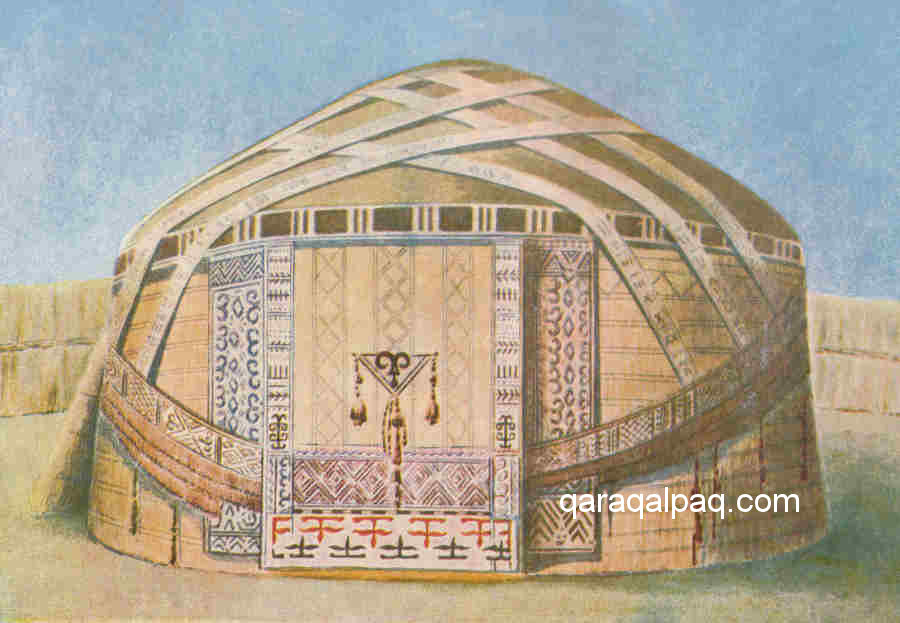 Painting of a Qaraqalpaq yurt
