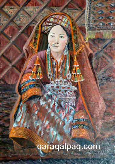 Qaraqalpaq girl in traditional costume